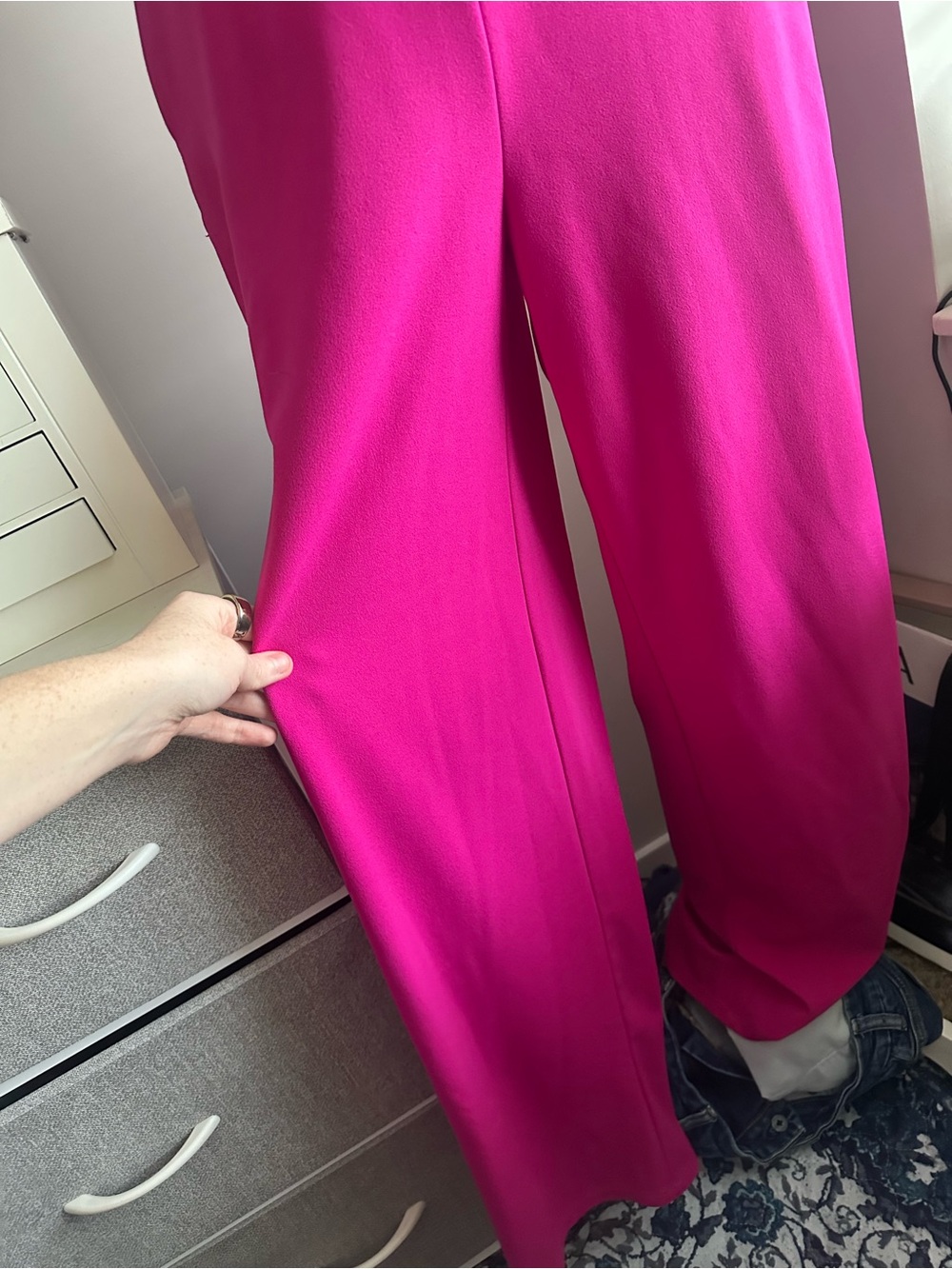 Women's Bright Fuchsia Wide-Leg Jumpsuit - Picture 3 of 7